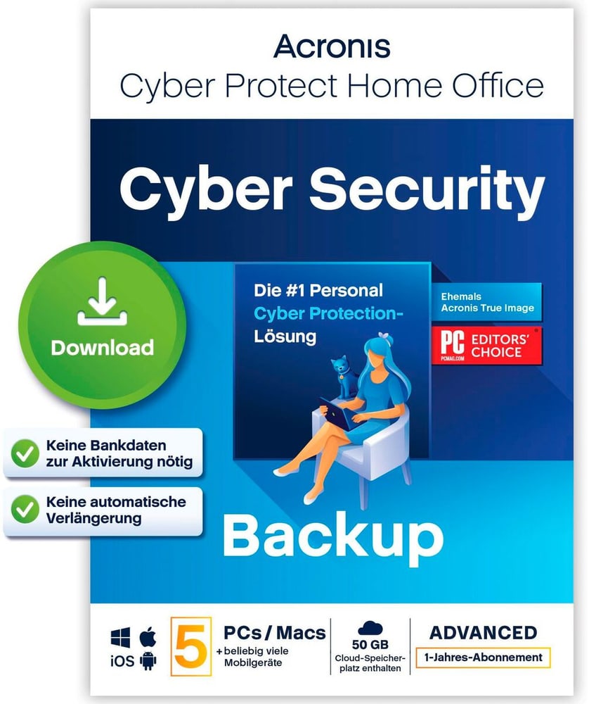 Cyber Protect Home Office - Security Edition + 50 GB Acronis Cloud Storage - 5 Computer Antivirus (Download) Acronis 785302424565 Bild Nr. 1