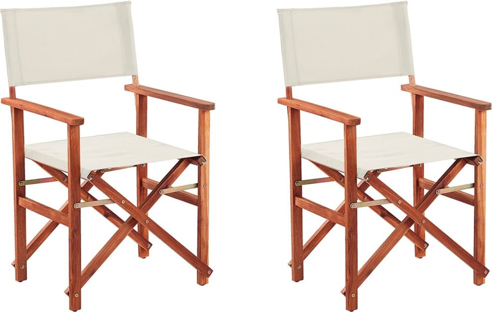 Set di 2 sedie in legno di acacia scuro e bianco sporco CINE Sedia da giardino Beliani 659189700000 N. figura 1