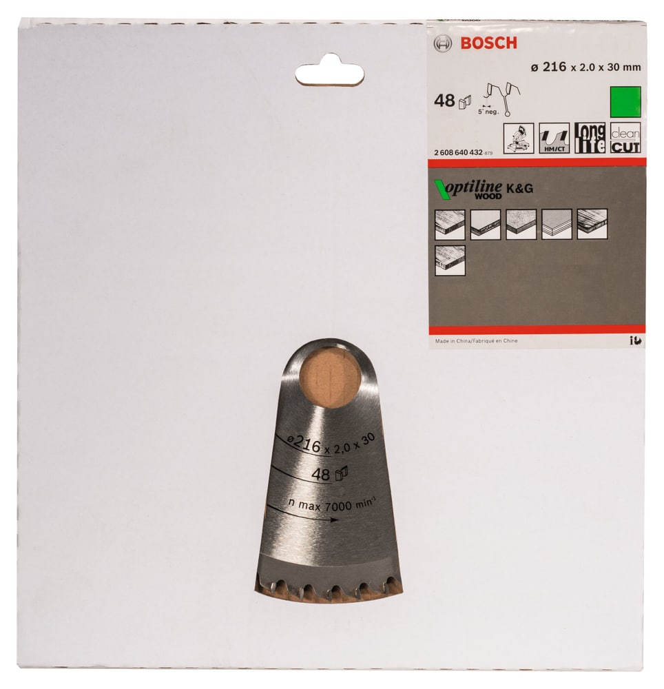 Lama per sega circolare Optiline Wood 216mm Bosch Professional 616246800000 N. figura 1