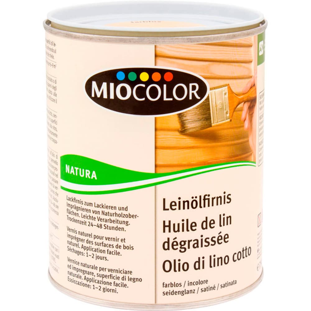 Miocolor Natura Olio di lino cotto Incolore 750 ml Oli + cere per legno -  comprare da Do it + Garden Migros