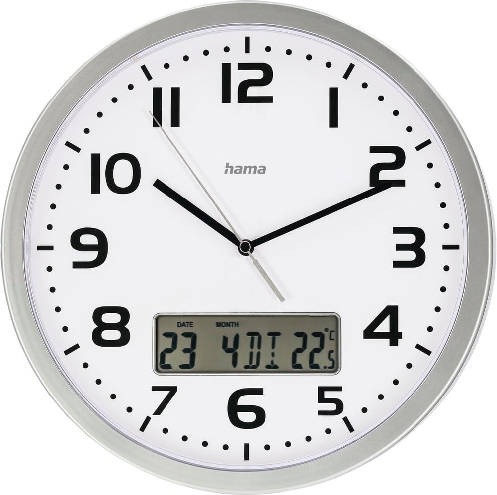 Funkwanduhr "Extra" mit Datum- und Temperaturanzeige Wanduhr Hama 785300175553 Bild Nr. 1