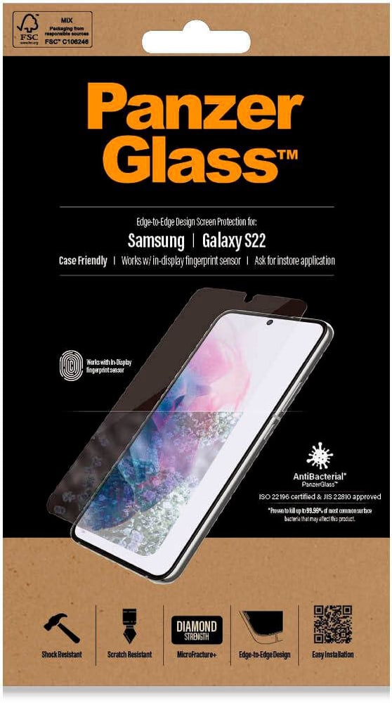 Screen Protector Case Friendly S22 Protection d’écran pour smartphone Panzerglass 798800101389 Photo no. 1