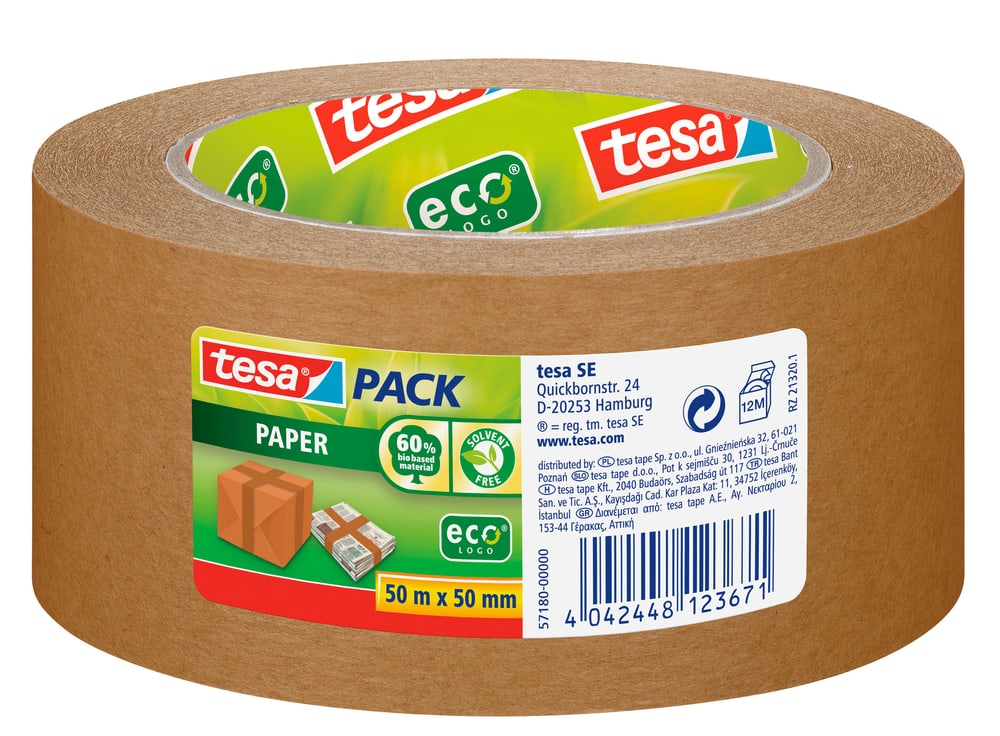 tesapack® paper ecoLogo® 50m:50mm braun Klebebänder Tesa 663075600000 Bild Nr. 1
