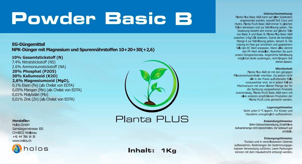 Powder Basic B - 1 kg Feststoffdünger PlantaPlus 669700104901 Bild Nr. 1