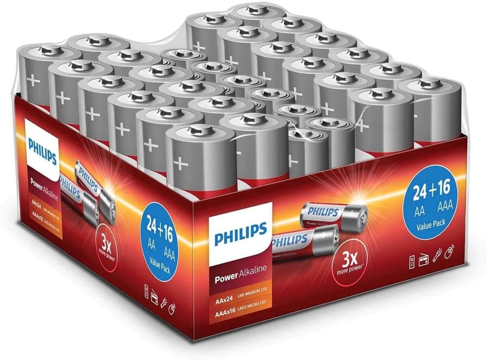 Alkaline Pack 24x AA + 16x AAA (40 pièces) Batterie Philips 785300174870 Photo no. 1