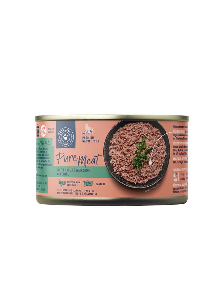 Pure Meat anatra con pollo, tarassaco, olio di lino, 0.2 kg Cibo umido Pets Deli 658334500000 N. figura 1