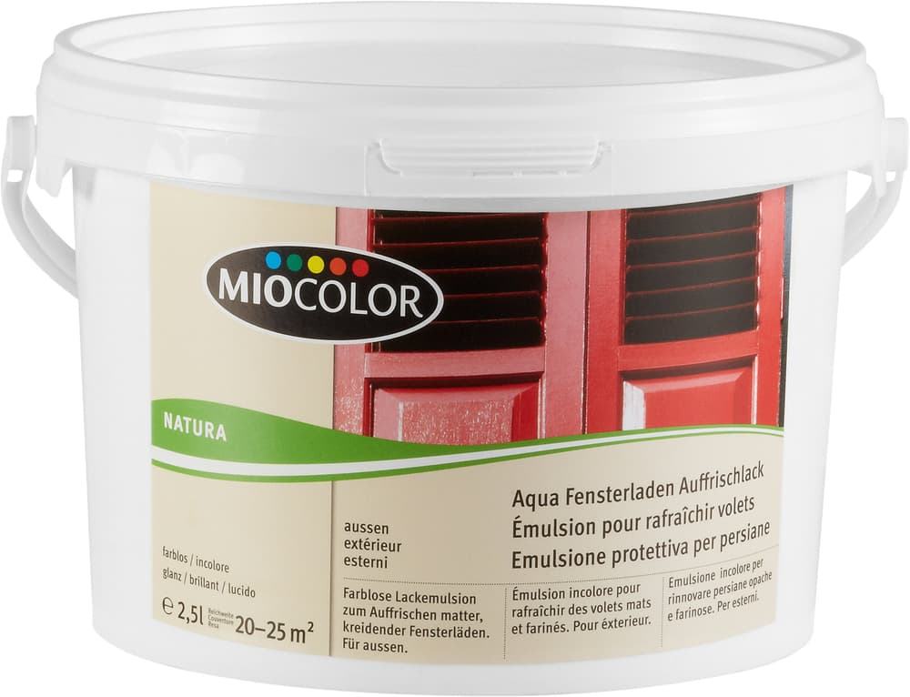 Emulsione protettiva persiane Incolore 2.5 l Oli + cere per legno Miocolor 661107400000 Colore Incolore Contenuto 2.5 l N. figura 1