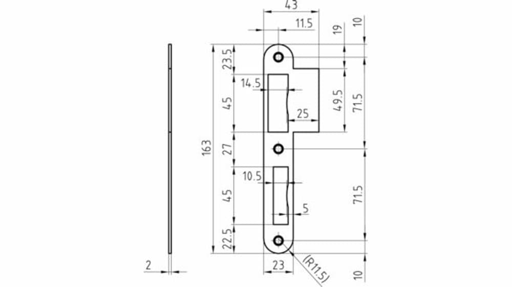 Controcarrtella a labbro GLUTZ B-1102 Piastra di chiusura a leva Glutz 669700111208 N. figura 1