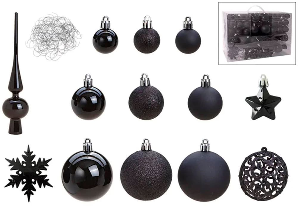 Set de boules de Noël 111 Ø 3/4/6 cm, noir Décoration de sapin G. Wurm 785302444272 Photo no. 1