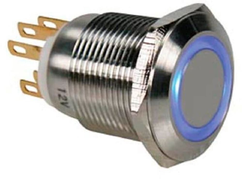 Pulsante in acciaio inox 19 mm con illuminazione ad anello blu Pulsante Velleman 785302414808 N. figura 1