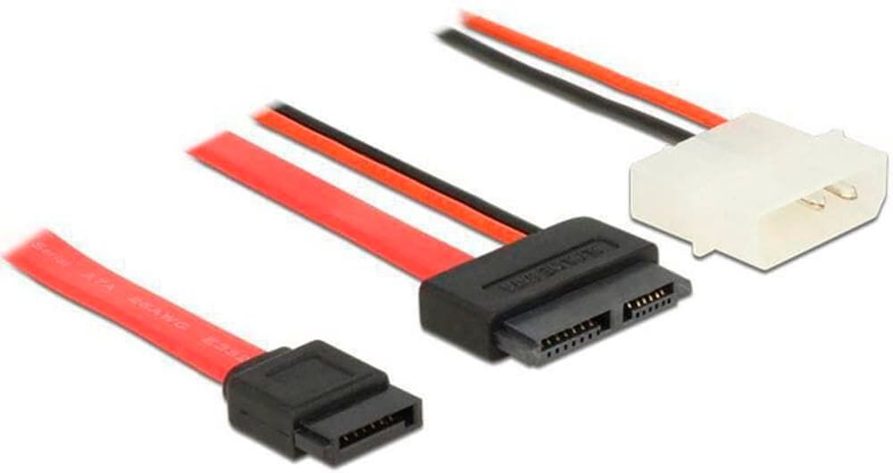 Câble Slim-SATA rouge, Molex courant, 50 cm Câble de données interne DeLock 785302406136 Photo no. 1