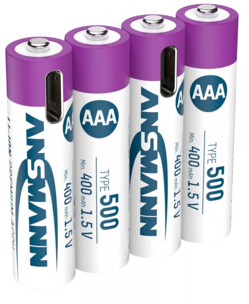 Micro AAA tipo 500 (min. 400 mAh) – confezione da 4 Batteria ad accumulatore Ansmann 785302406519 N. figura 1