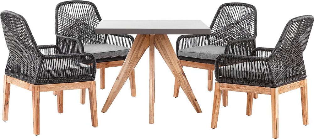 Set da esterno con tavolo quadrato in cemento e 4 sedie nere OLBIA Lounge da giardino Beliani 759248500000 N. figura 1