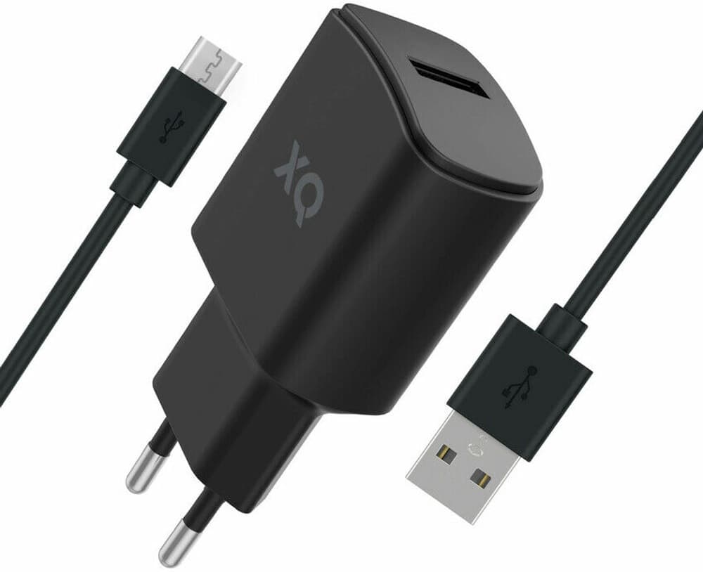 Travel Charger 2.4A Single USB + micro USB - Black Chargeur XQISIT 798800101515 Photo no. 1