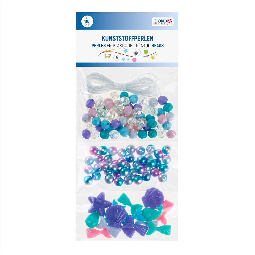Perles en plastique sirène assortis avec élastique Perles artisanales 608108900000 Photo no. 1