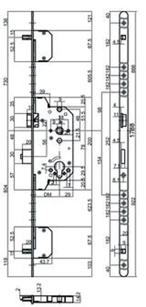 Serrature di sicurezza a più punti di chiusura MSL PANIK TRIBLOC 1859 PE-ZF Serrature di sicurezza multipunto MSL 669700111828 N. figura 1