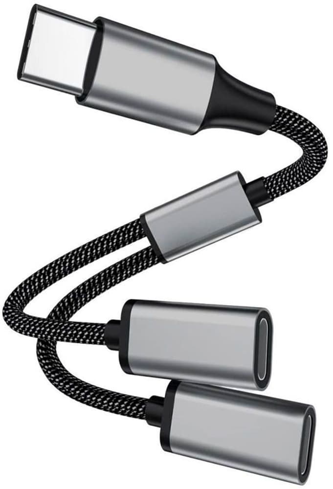 Câble en Y USB 2.0 textile USB C - 2x USB C 0.2 m Câble USB 4smarts 785302421904 Photo no. 1