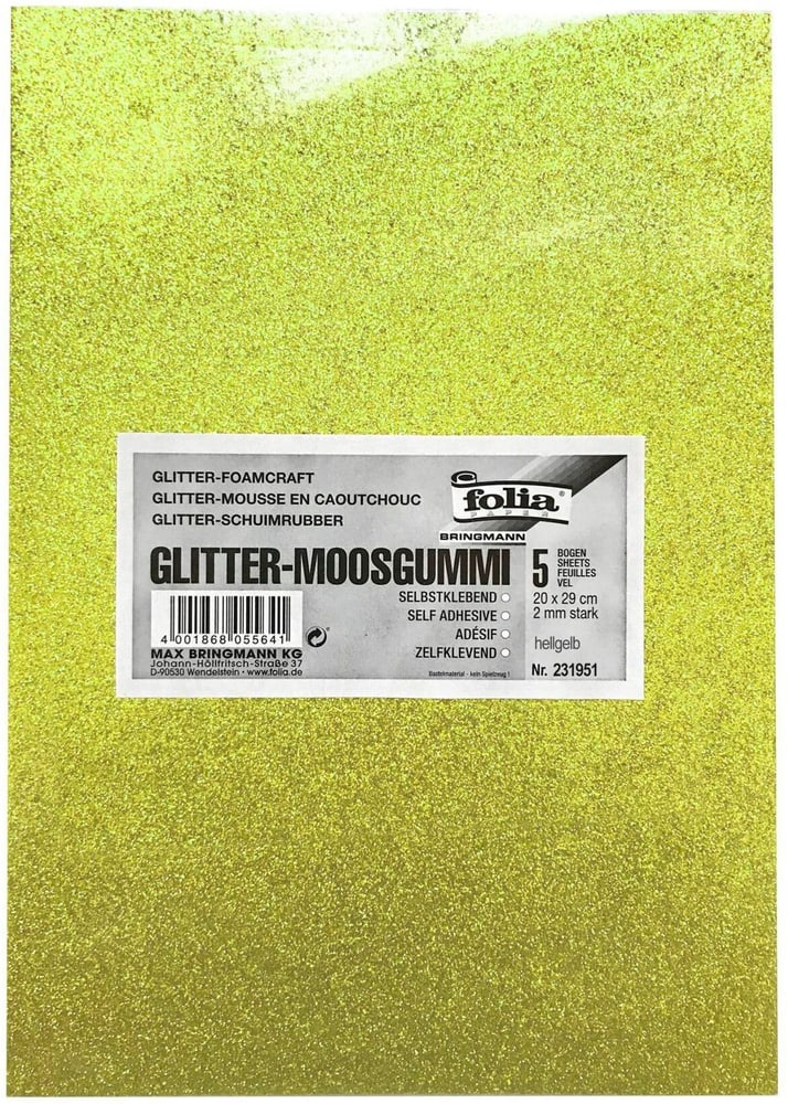 Moosgummi-Set Glitter 5 Stück, Hellgrün Moosgummi Folia 785302426760 Bild Nr. 1