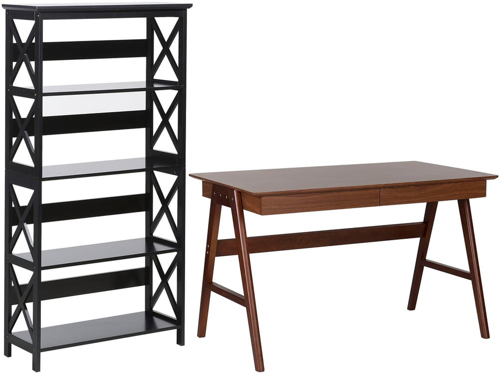 Set di mobili da ufficio legno scuro e nero FOSTER/SHESLAY Mobili da ufficio Beliani 655521800000 N. figura 1