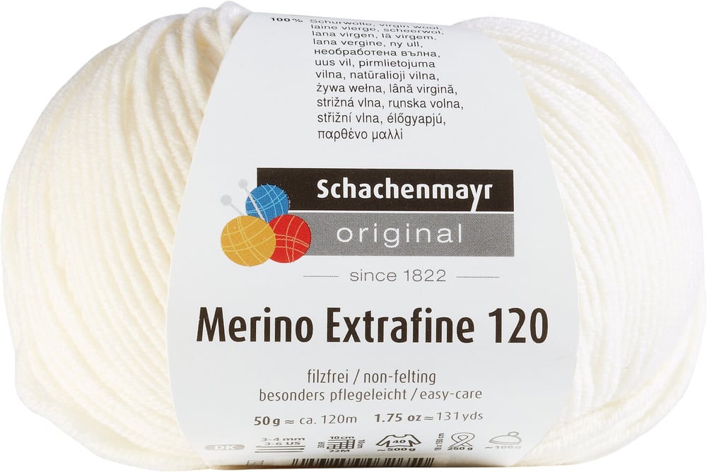 Wolle Merino Extrafine 120 Wolle Schachenmayr 665510300010 Farbe Weiss Bild Nr. 1