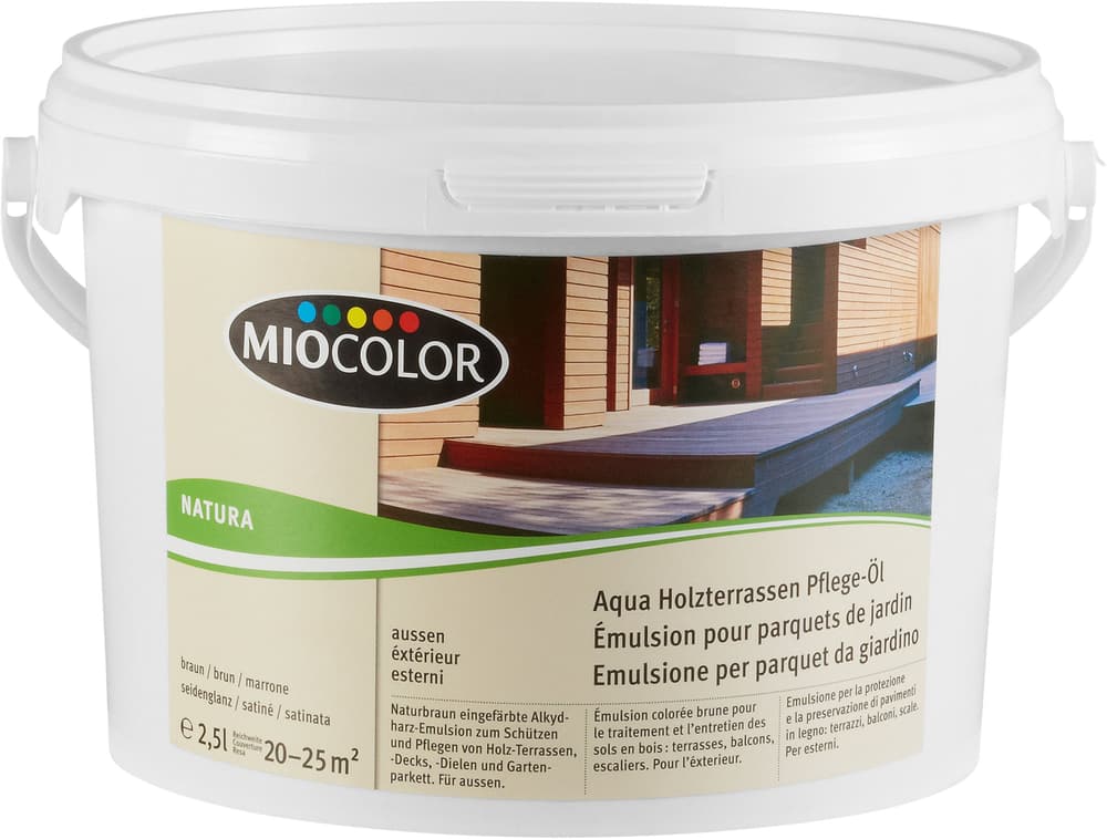 Emulsione per parquet da giardino, Aqua Marrone 2.5 l Oli + cere per legno Miocolor 661283300000 Colore Marrone Contenuto 2.5 l N. figura 1