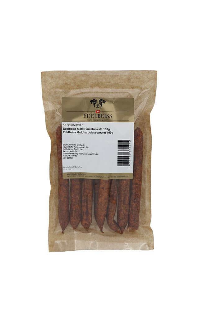 Saucisses de poulet Gold, 100g Snack à mâcher Edelbeiss Gold 658576400000 Photo no. 1