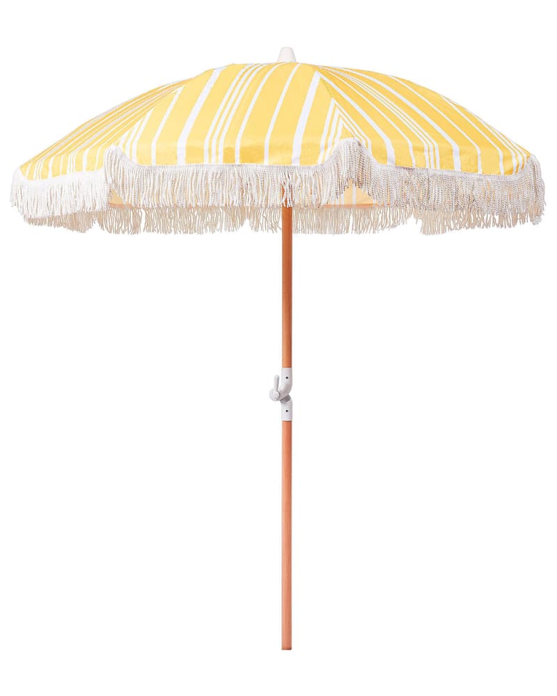 Ombrellone da giardino in tessuto bianco e giallo  150 cm MONDELLO Ombrellone da giardino Beliani 753828300000 N. figura 1