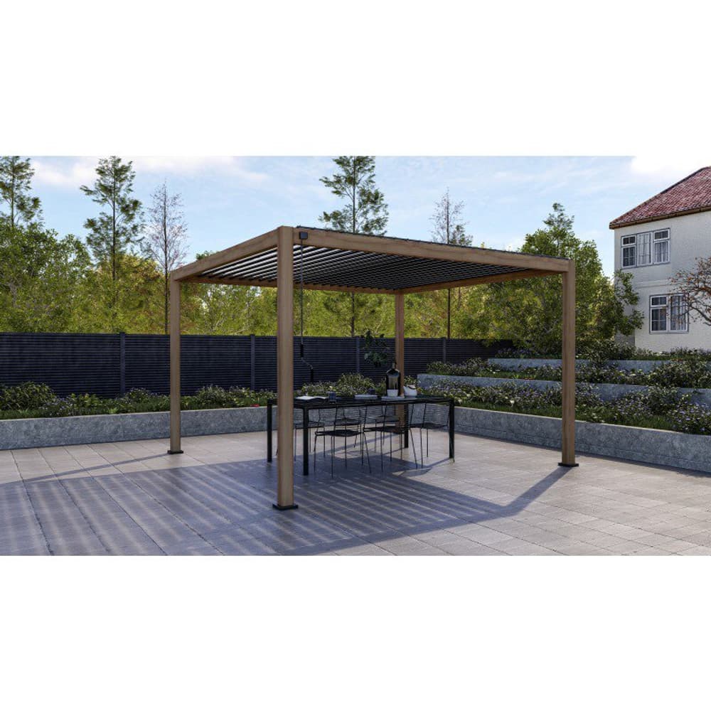 Pergola en aluminium Premium, décor bois foncé 600x300x250cm Pergola Colibri 669700109310 Photo no. 1