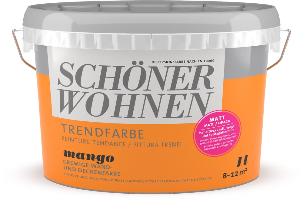 Vernice di tendenza opaca Mango 1 l Pittura per pareti Schöner Wohnen 660962500000 Contenuto 1.0 l N. figura 1