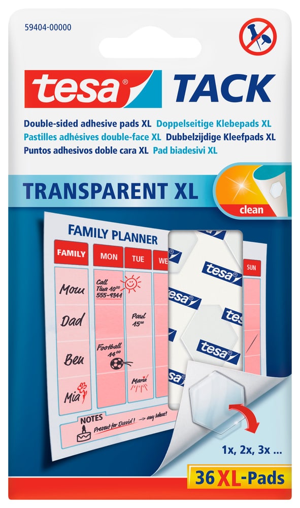 TACK transparent, Klebepads XL Tampon adhésif Tesa 661619400000 Photo no. 1