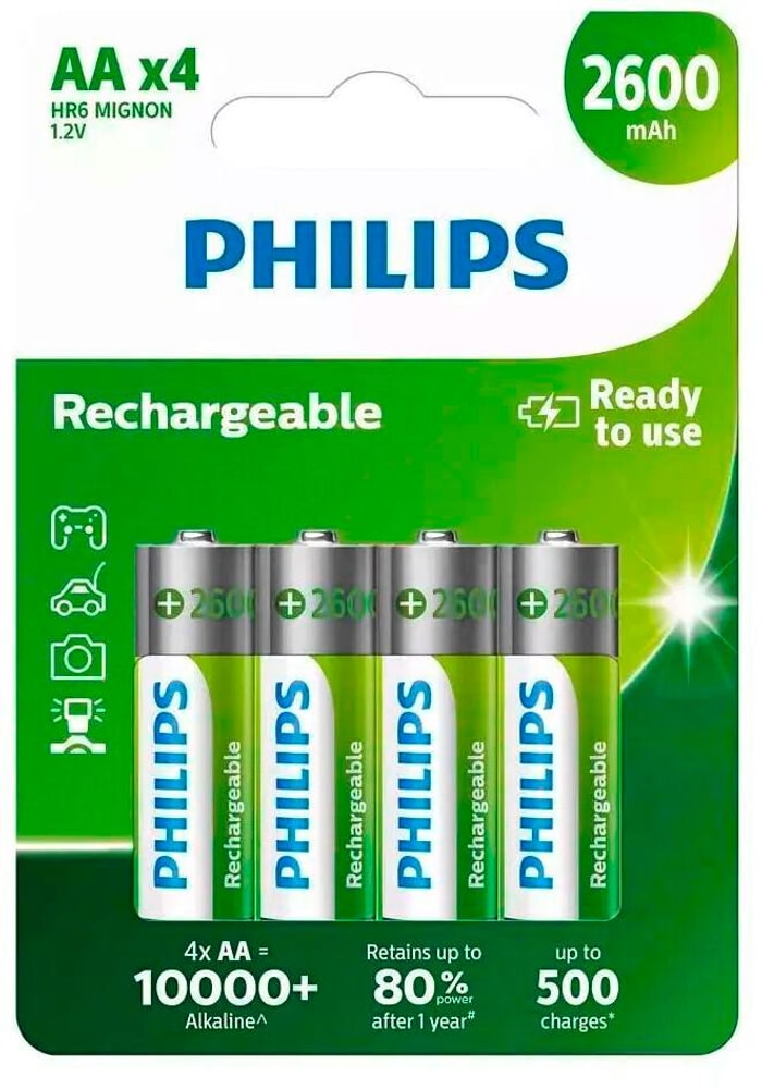 Rechargeable NiMH  2600 mAh AA / HR06 (4 pezzi) Batteria ad accumulatore Philips 785302426056 N. figura 1