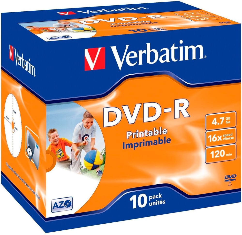DVD-R 4.7 GB, Jewelcase (10 Stück) DVD Rohlinge Verbatim 785302436006 Bild Nr. 1