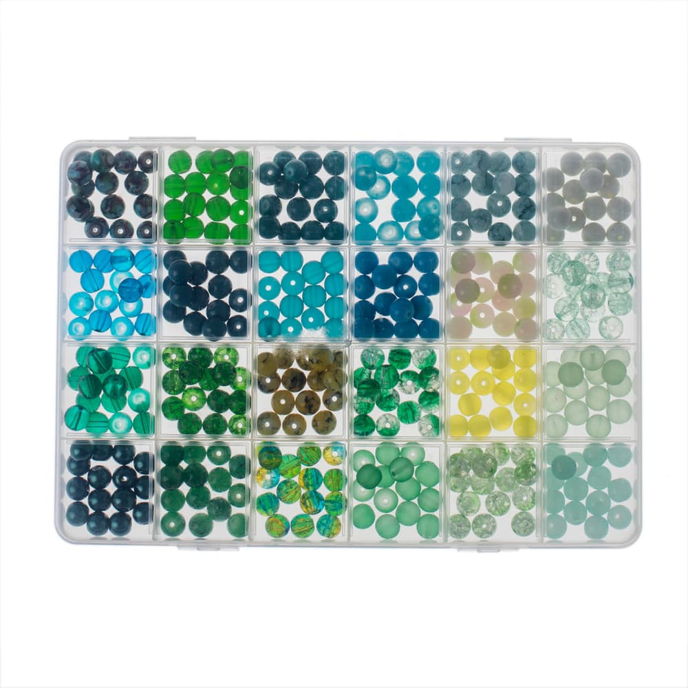 Kit perline di vetro  turchese/verde assortito Kit per la creazione di gioielli 608110400000 N. figura 1