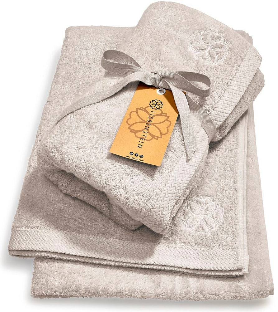 Set de serviettes pour sauna gris sable 70 x 200 cm, 2 pièces Accessoires Liebenstein 647459300000 Photo no. 1