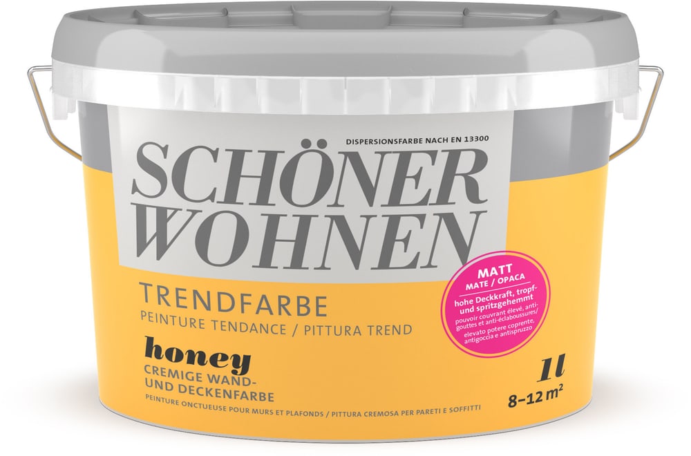 Vernice di tendenza opaca Honey 1 l Pittura per pareti Schöner Wohnen 660962300000 Contenuto 1.0 l N. figura 1