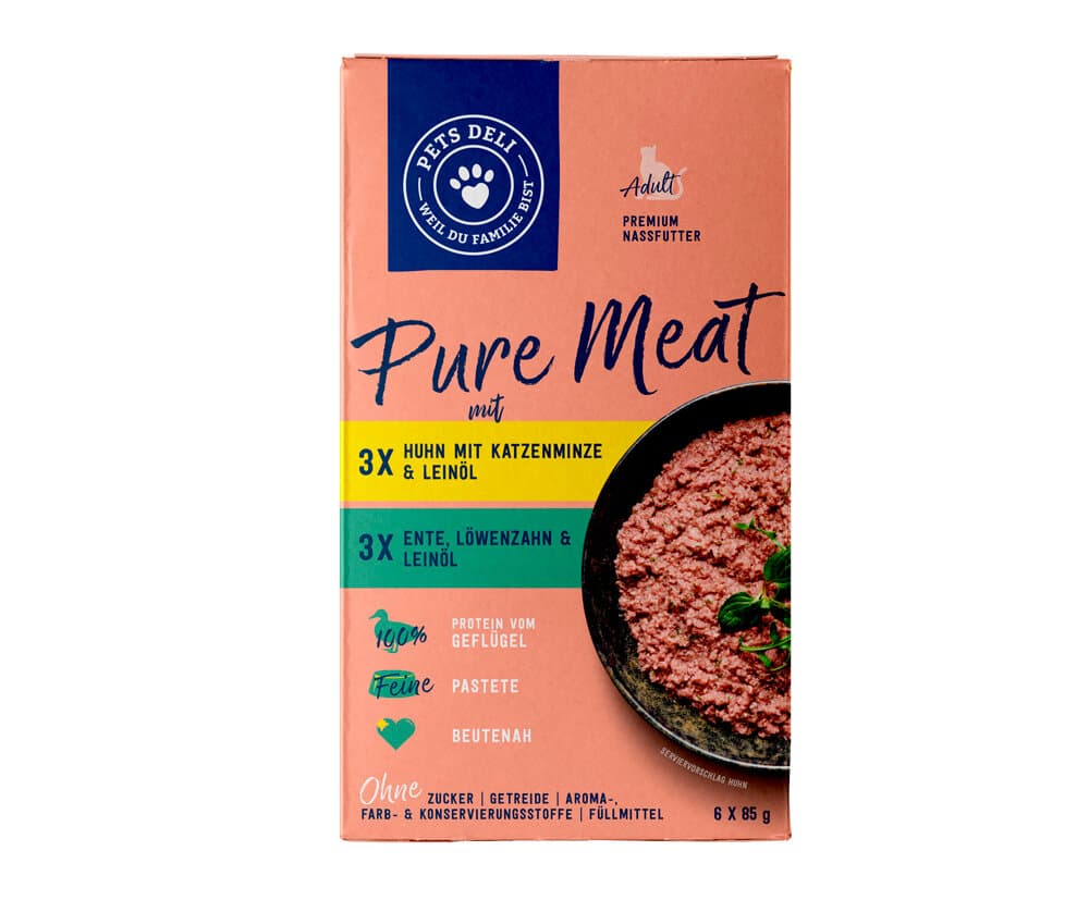 Pure Meat in confezione multipla anatra e pollo, 6x 0.085 kg Cibo umido Pets Deli 658333400000 N. figura 1