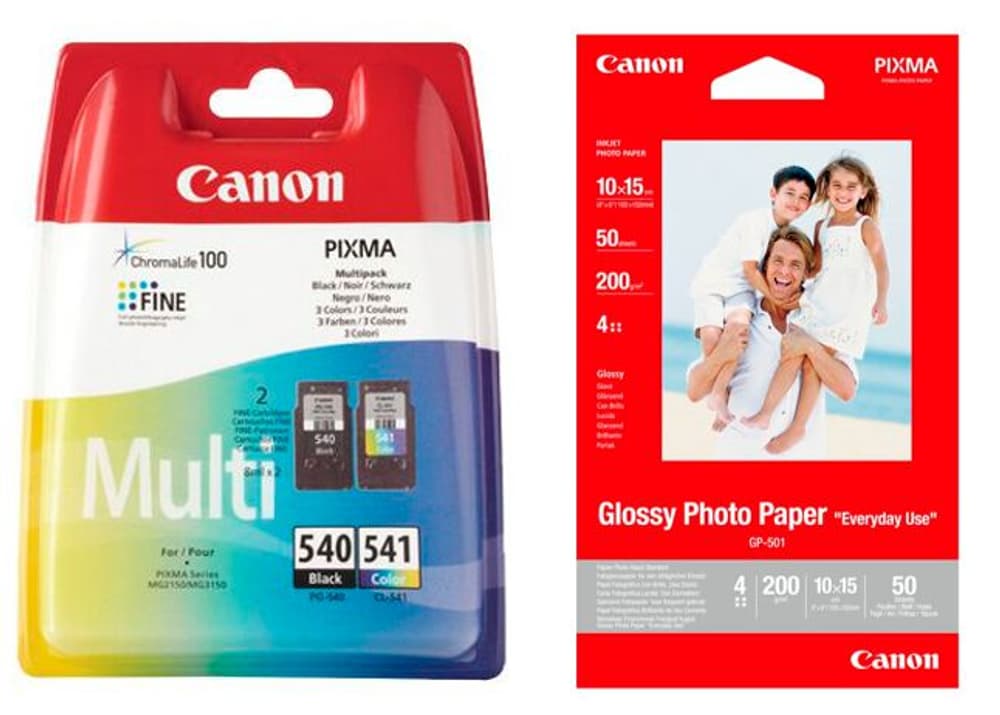 Cartuccia d'inchiostro PG-/CL-540/541 Multipack + carta fotografica lucida GP-501 Sat cartuccia d'inchiostro / carta Canon 798334200000 N. figura 1