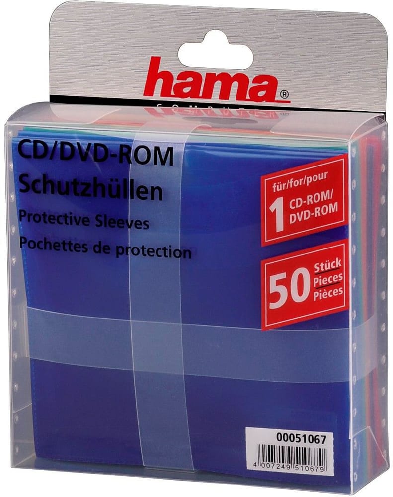 Pochettes de protection pour CD/DVD, 50 pces, multicolore Boîtier vide pour médias optiques Hama 785300172339 Photo no. 1