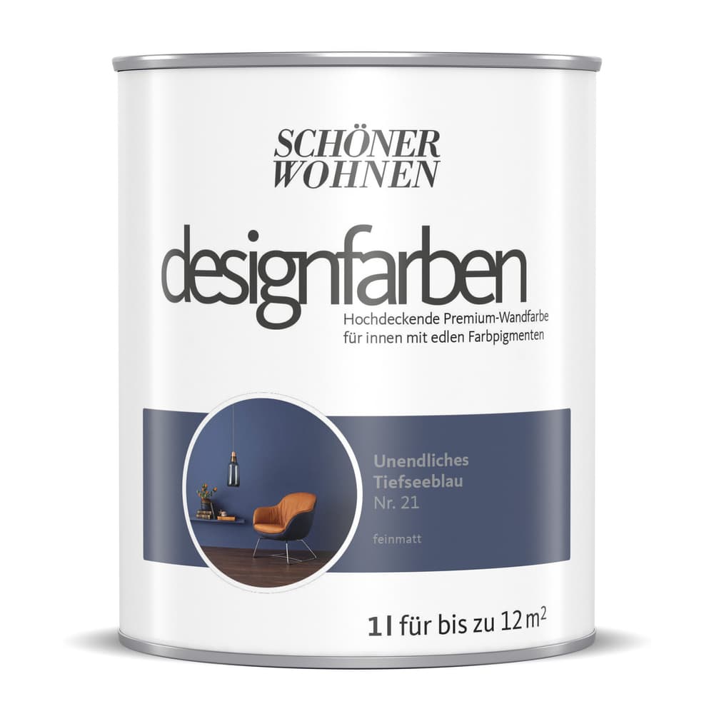 Designfarbe Tiefseeblau 1 l Pittura per pareti Schöner Wohnen 660993300000 Contenuto 1.0 l N. figura 1