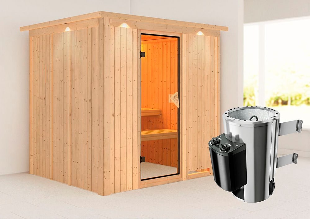 Sauna Daria ingresso frontale, corona Sauna Karibu 647469200000 N. figura 1