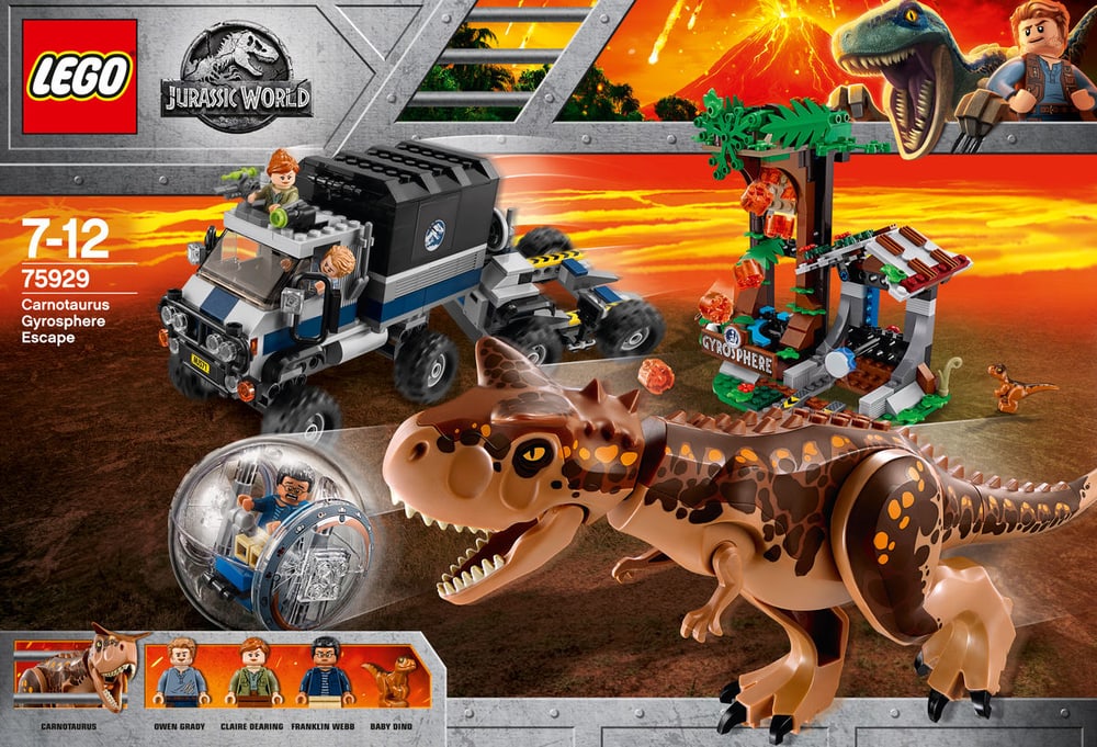 Jurassic World Le Carnotaurus et la fuite en Gyrosphère 75929 LEGO® 74888190000018 Photo n°. 1
