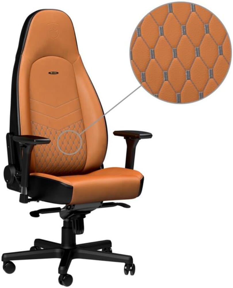 ICON Real Leather - cognac/black Sedia da gaming Noble Chairs 785302416021 N. figura 1