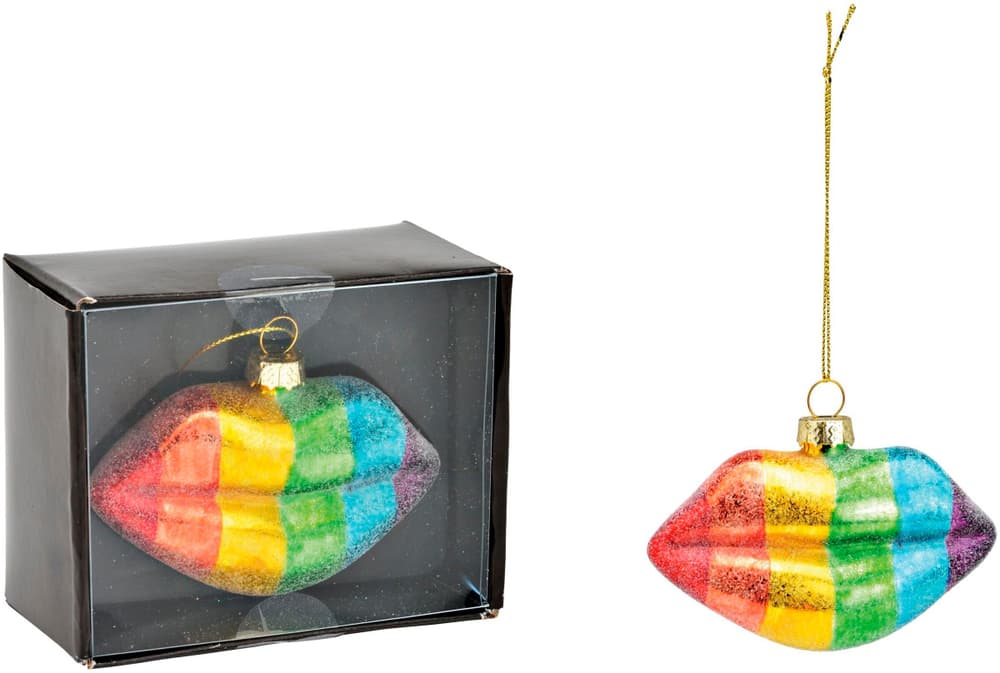 Weihnachtskugel Lippen bunt Glas, 9x5x4 cm (BxHxT) Baumschmuck G. Wurm 785302444348 Bild Nr. 1