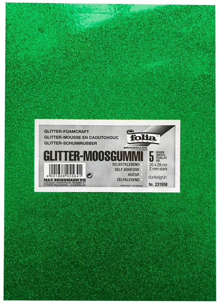 Moosgummi-Set Giltter 5 Stück, Grün Moosgummi Folia 785302426761 Bild Nr. 1