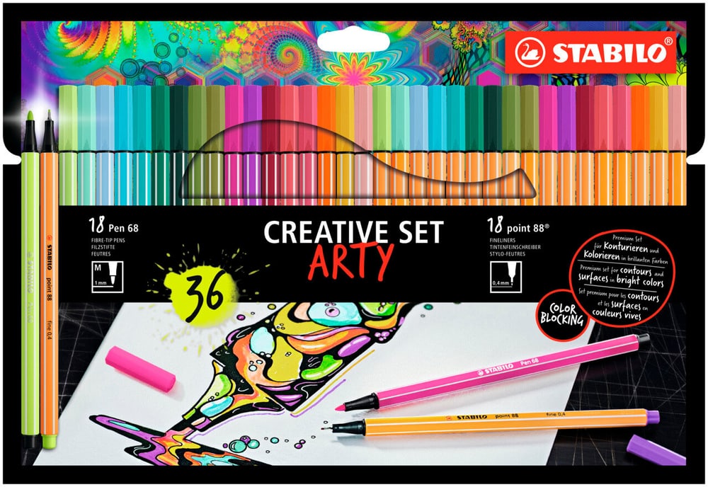 STABILO® Creative Set ARTY avec 18 Pen 68 et 18 Point 88 Des crayons Stabilo 668370100000 Photo no. 1