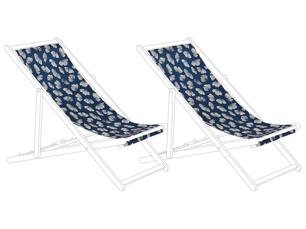 Set de 2 toiles de rechange pour transat motif floral bleu marine ANZIO/AVELLINO Toile amovible Beliani 753830300000 Photo no. 1