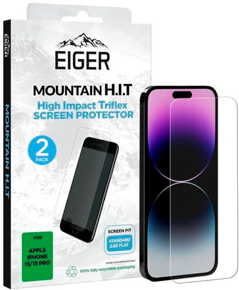 Display-Glas (2er-Pack) High Impact Triflex cleariPhone 15, iPhone 15 Pro Protection d’écran pour smartphone Eiger 785302408689 Photo no. 1