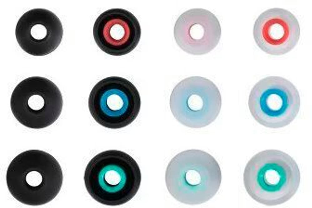 Cuscinetti auricolari di ricambio in silicone, misura S - L, 12 pezzi, nero/trasparente, colori vari. Colori Accessori per cuffie Hama 785300181186 N. figura 1