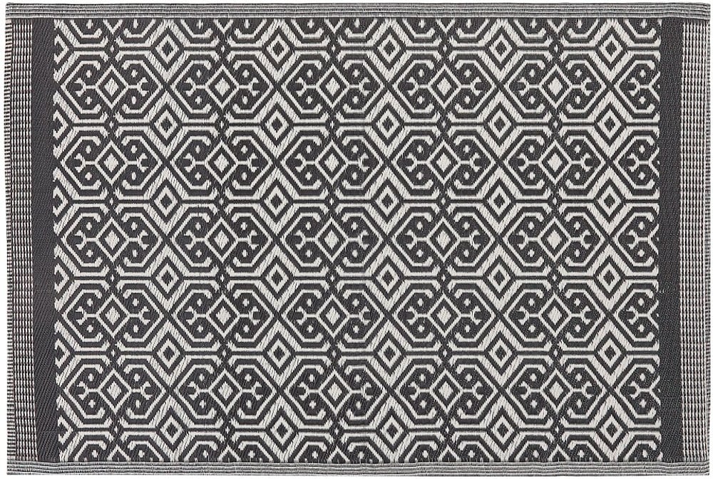 Outdoor Teppich schwarz 120 x 180 cm geometrisches Muster Kurzflor BARMER Outdoorteppich Beliani 759231200000 Bild Nr. 1