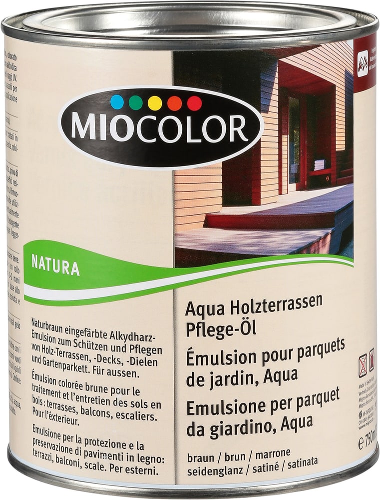 Emulsione per parquet da giardino, Aqua Marrone 750 ml Oli + cere per legno Miocolor 661283500000 Contenuto 750.0 ml N. figura 1